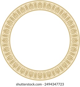 Vector gold round classical Greek ornament. European ornament. Border, frame, circle, ring Ancient Greece, Roman Empire.
