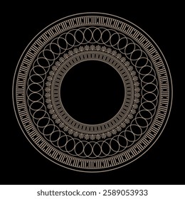 Vector gold round classical Greek ornament. European ornament. Border, frame, circle, ring Ancient Greece, Roman Empire. Pattern frame for round surfaces, household utensils, textiles, embroidery. EPS