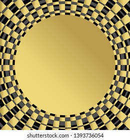 vector of gold round frame on checkered background
