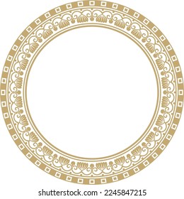 Vector gold round ornament ring of ancient Greece. Classic pattern frame border Roman Empire.
