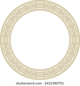 Vector gold round ornament ring of ancient Greece. Classic pattern frame border Roman Empire.
