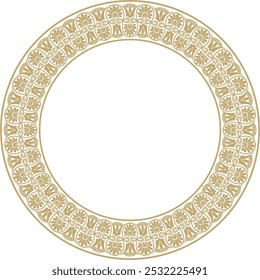 Vector gold round ornament ring of ancient Greece. Classic pattern frame border Roman Empire.
