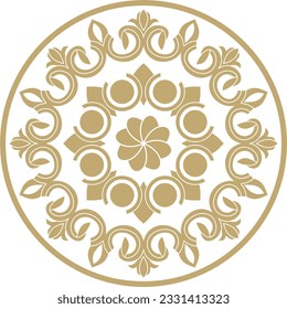 Vector gold round turkish ornament. Endless Ottoman national circle.