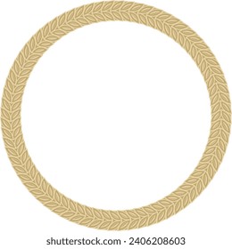 Vector gold round Yakut ornament. Endless circle, border, frame of the northern peoples of the Far East.