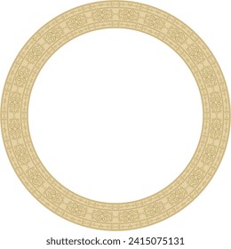 Vector gold round Yakut ornament. Endless circle, border, frame of the northern peoples of the Far East.