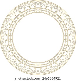 Vector gold round Yakut ornament. Endless circle, border, frame of the northern peoples of the Far East.