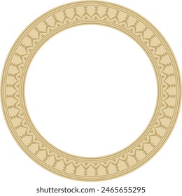 Vector gold round Yakut ornament. Endless circle, border, frame of the northern peoples of the Far East.