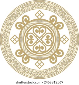 Vector gold round Yakut ornament. Endless circle, border, frame of the northern peoples of the Far East.