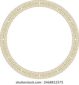 Vector gold round Yakut ornament. Endless circle, border, frame of the northern peoples of the Far East.