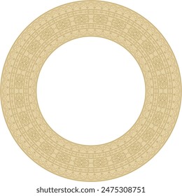 Vector gold round Yakut ornament. Endless circle, border, frame of the northern peoples of the Far East.