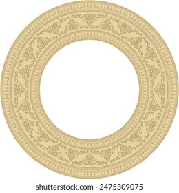 Vector gold round Yakut ornament. Endless circle, border, frame of the northern peoples of the Far East.