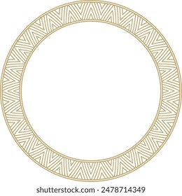 Vector gold round Yakut ornament. Endless circle, border, frame of the northern peoples of the Far East.