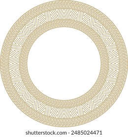 Vector gold round Yakut ornament. Endless circle, border, frame of the northern peoples of the Far East.