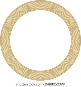 Vector gold round Yakut ornament. Endless circle, border, frame of the northern peoples of the Far East.