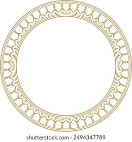 Vector gold round Yakut ornament. Endless circle, border, frame of the northern peoples of the Far East.