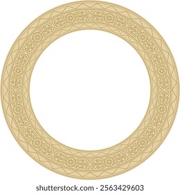 Vector gold round Yakut ornament. Endless circle, border, frame of the northern peoples of the Far East.