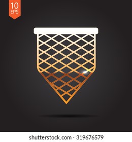 Vector gold scoop-net icon on dark background 