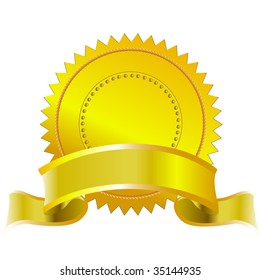 Vector of gold seal with banner -add your own text