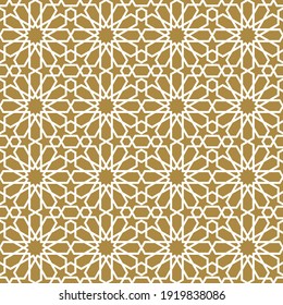 Vector gold seamless Arabesque elegant pattern, oriental, geometric, Arabian, Eastern and Islamic style.