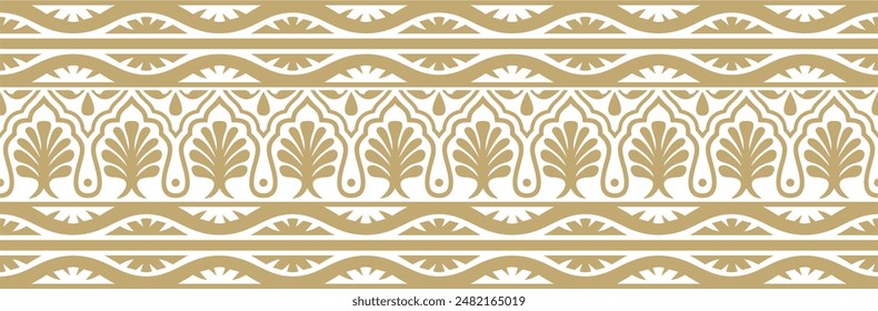 Vector gold seamless national Indian ornament. endless border, ethnic hindu frame. Mumbai
