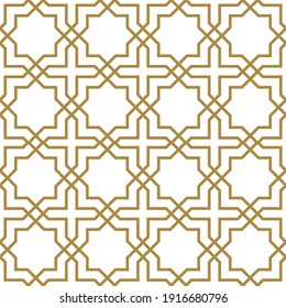 Vector gold seamless octagram elegant pattern, oriental, geometric, Arabian, Eastern and Islamic style.