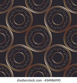 Vector gold seamless pattern design template with shapes background. Vector illustration