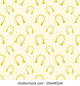 Vector gold seamless pattern of lucky horse shoes suitable for print, wallpaper and textile