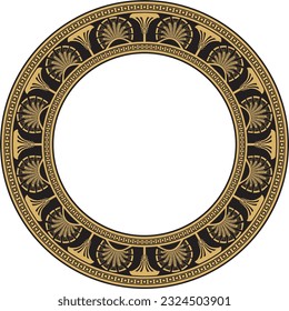 Vector gold seamless round Egyptian ornament. Infinite circle, ring, border, Ancient Egypt frame.