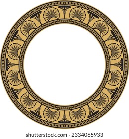 Vector gold seamless round Egyptian ornament. Infinite circle, ring, border, Ancient Egypt frame.