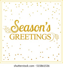 Vector gold seasons greetings card design.Vintage card for holidays.