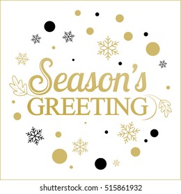 Vector gold seasons greetings card design.Vintage card for holidays.