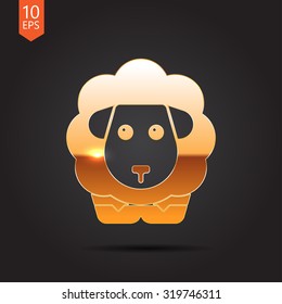 Vector gold sheep icon on dark background 