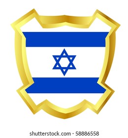 vector gold shield with the national symbols Israel