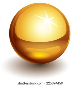 Vector Gold Shiny Ball. Eps10. Transparency Used. CMYK. Global Colors. Gradients Used.