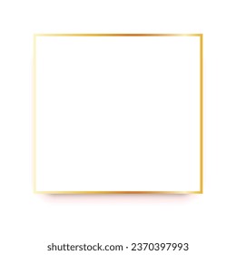 Vector gold shiny glowing vintage frame with shadows isolated transparent background golden luxury realistic