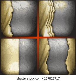 Vector gold and silver background set