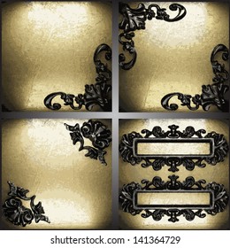 Vector gold and silver background set