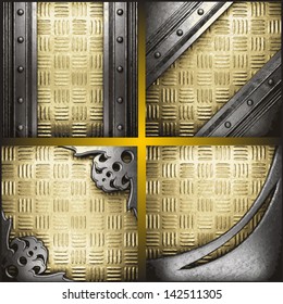 Vector gold and silver background set