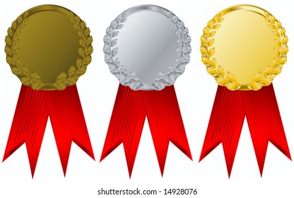 vector gold, silver and bronze  award ribbons