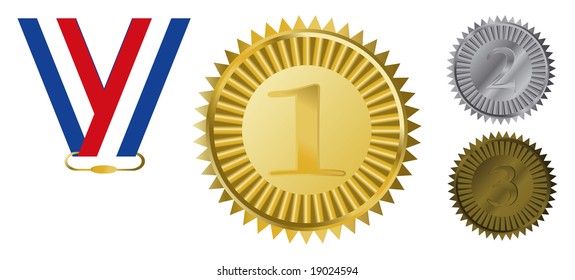 vector gold, silver and bronze award ribbons