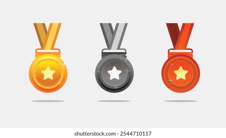 Ouro vetor Prata Bronze premiação esportes. Símbolo de sucesso e vitória. ilustração vetorial