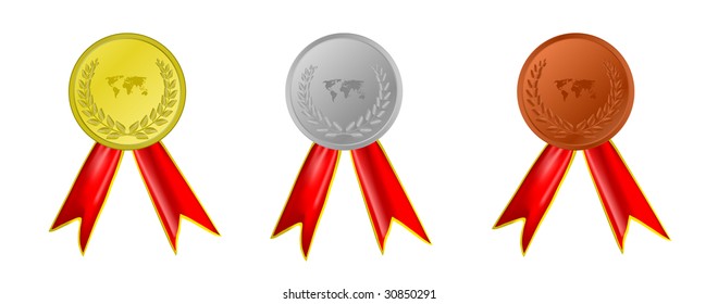 vector gold, silver and bronze award ribbons