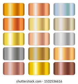 Vector gold, silver, bronze, platinum and other metals blank horizontal medals with text space isolated on white background