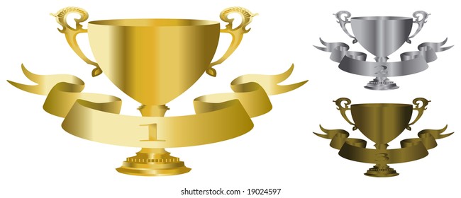 trofeo de oro vectorial, plata y bronce