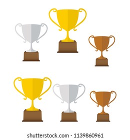 Vector gold, silver and bronze winners cup. Vector illustration