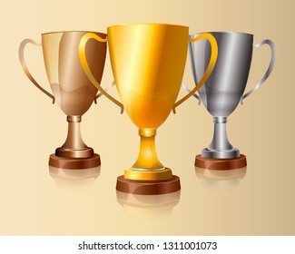 Vector gold, silver and bronze winners cup. 