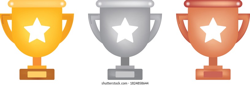 Vector Gold, Silver, and Bronze Winners Cup. Vector illustration
Gold, Silver, Bronze Trophy in flat icons set.
