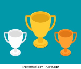Vector gold, silver and bronze winners cup.