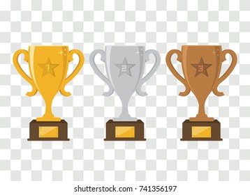 Vector gold, silver and bronze winners cup. Vector illustration