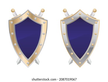 Escudo de oro y plata vectorial